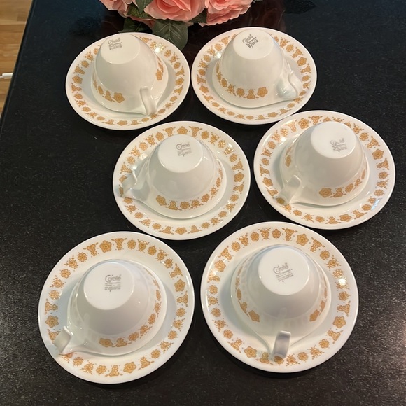 Flat Cup & Saucer Set Butterfly Gold (Corelle) by CORNING - Set of 6 - Picture 3 of 8